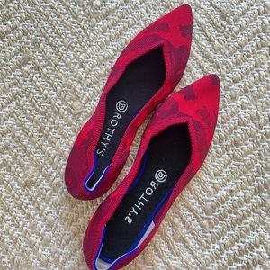 Rothy's Red Camo Pointed Toe Flats